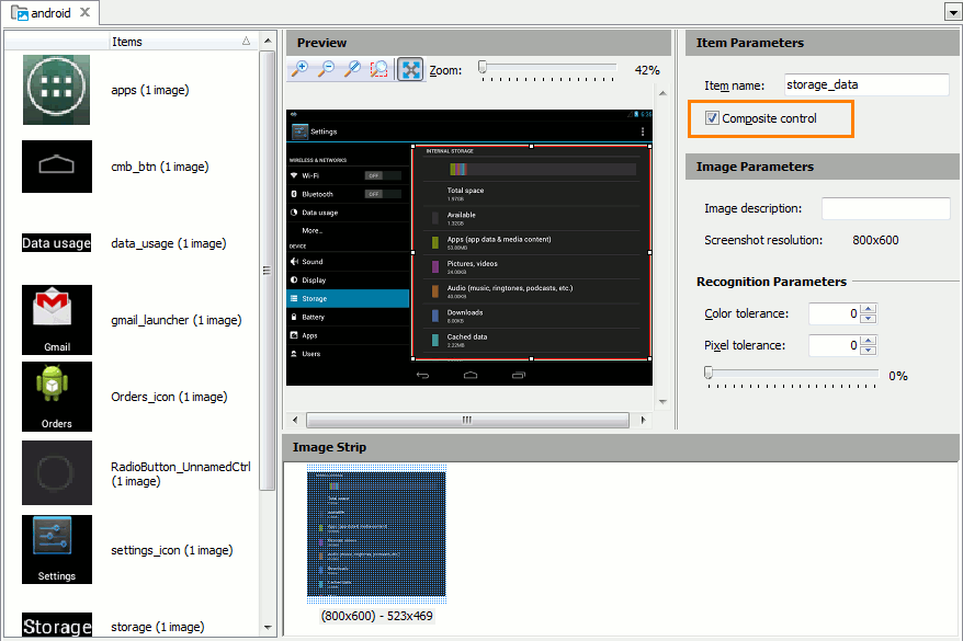 Recording Image-Based Android Tests: Composite Controls