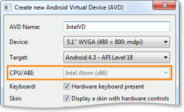 Android Virtual Device Parameters