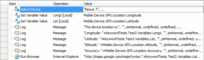 Accessing GPS data from keyword tests