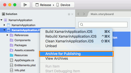 Archiving the application