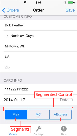 Segmented control in iOS application