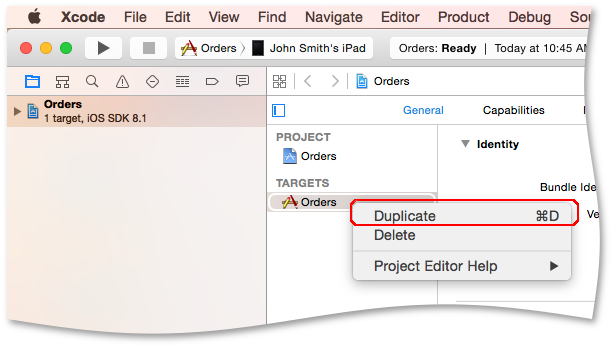 iOS testing with TestComplete: Duplicating the build target in Xcode