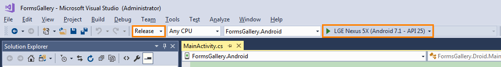 Building the Xamarin.Forms Android Application