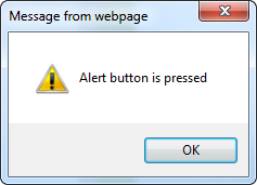 An alert box in Internet Explorer