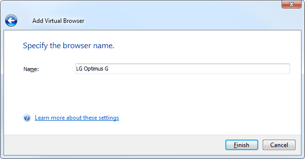 Add Virtual Browser wizard: Browser name