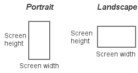 Browser size in portrait and landscape orientations