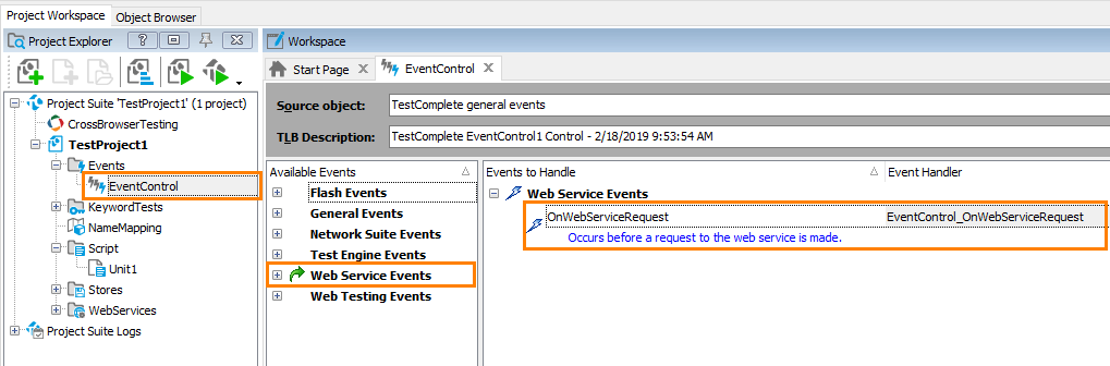 Add a handler for the OnWebServiceRequest event