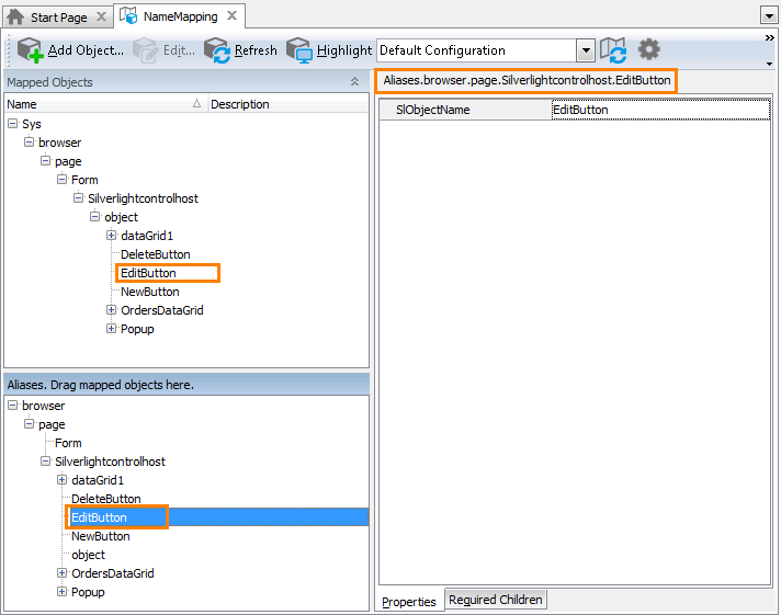 Sample Name Mapping for a Silverlight application