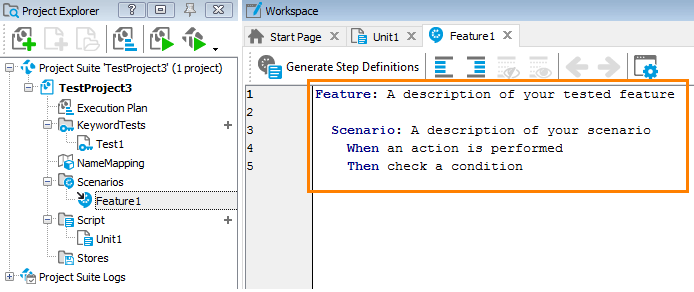 Generate step definitions