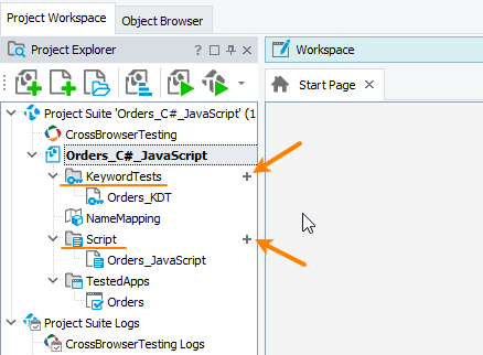 New buttons in the Project Explorer