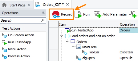 New 'Record' button in the Keyword Test editor