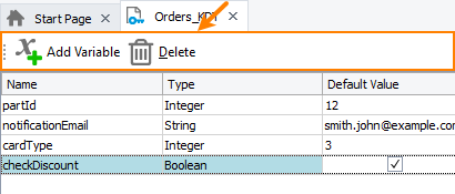 New toolbar of the Variables page