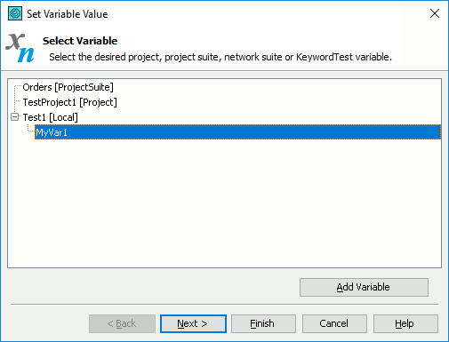 Select the MyVar1 Variable