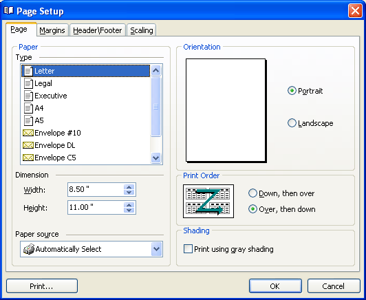 Print Preview - Page Setup Dialog | TestComplete Documentation