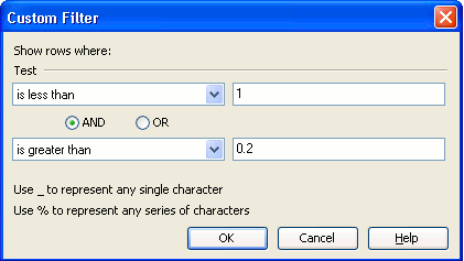 Custom Filter Dialog