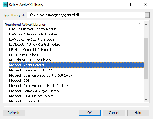 Select ActiveX Library Dialog