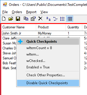 Quick Checkpoints: Disabling Quick Checkpoints during test recording