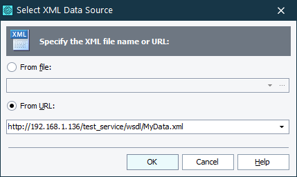 Select XML Data Source dialog