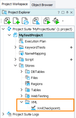 XML collection in the Project Explorer