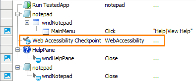 Web accessibility checkpoint in a keyword test