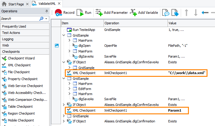 Parameterized File Checkpoint Operation