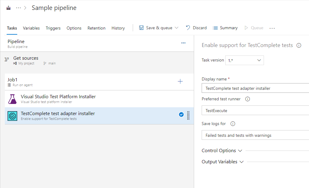 Migrating TestComplete distributed tests to Azure DevOps: Installing TestComplete test adapter