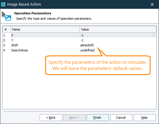 Image-Based Testing Tutorial: Selecting additional parameters