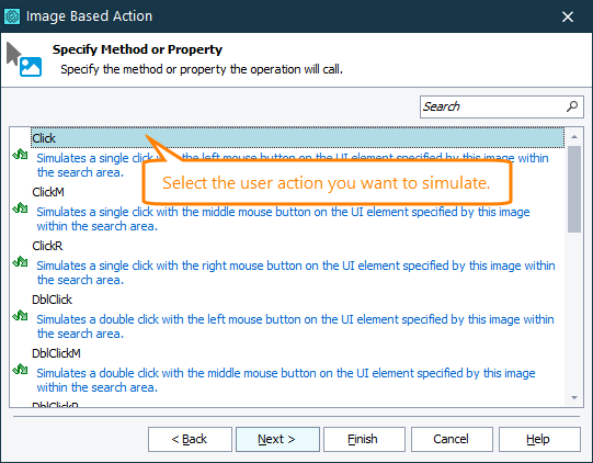 Image-Based Testing Tutorial: Selecting user action to simulate