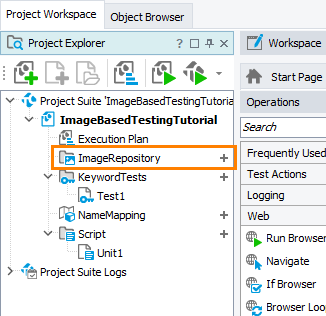 Image-Based Testing Tutorial: Image Repository in project