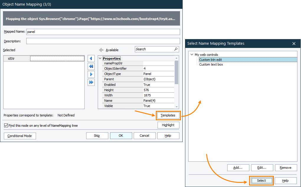 Name Mapping Templates Testcomplete Documentation