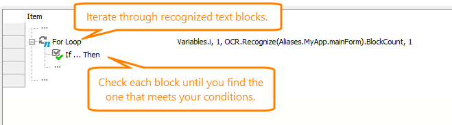 Iterate through text blocks until you find a needed one