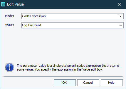 Specifying code expresstion as Value1