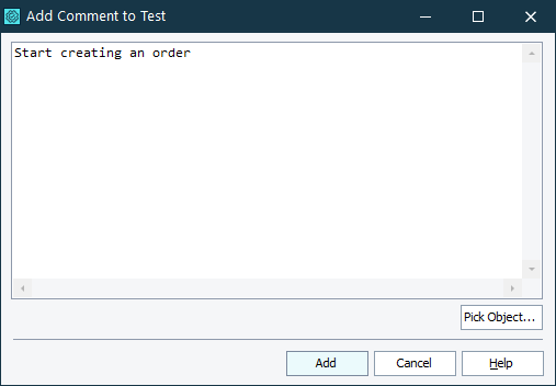 The Add Comment to Test Dialog