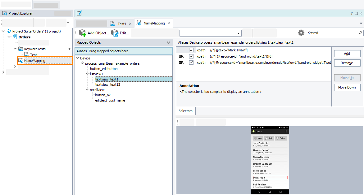 Getting Started With TestComplete (Android): Name Mapping