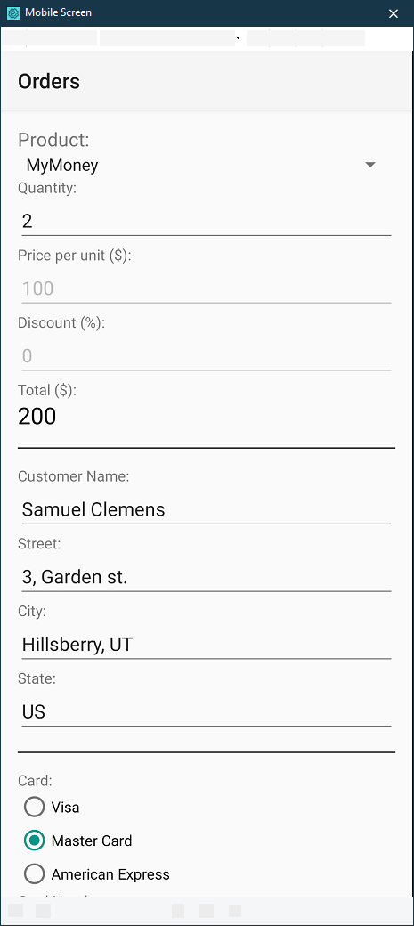 Getting Started With TestComplete (Android): The Edit Order Panel
