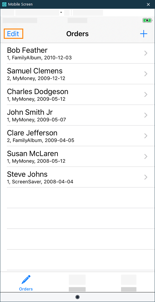 Getting Started With TestComplete (iOS): Switching the Orders application to the edit mode
