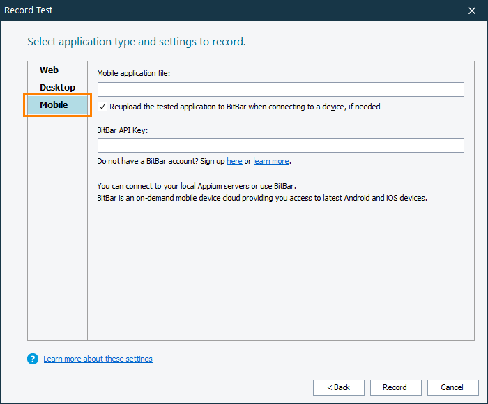 Getting Started with TestComplete: Select your tested application
