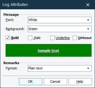 Log Attributes operation parameters