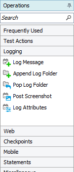 Log Attributes operation in the Operations panel
