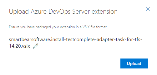 TestComplete integration with Azure DevOps: Uploading the TestComplete test adapter extension to Team Foundation Server