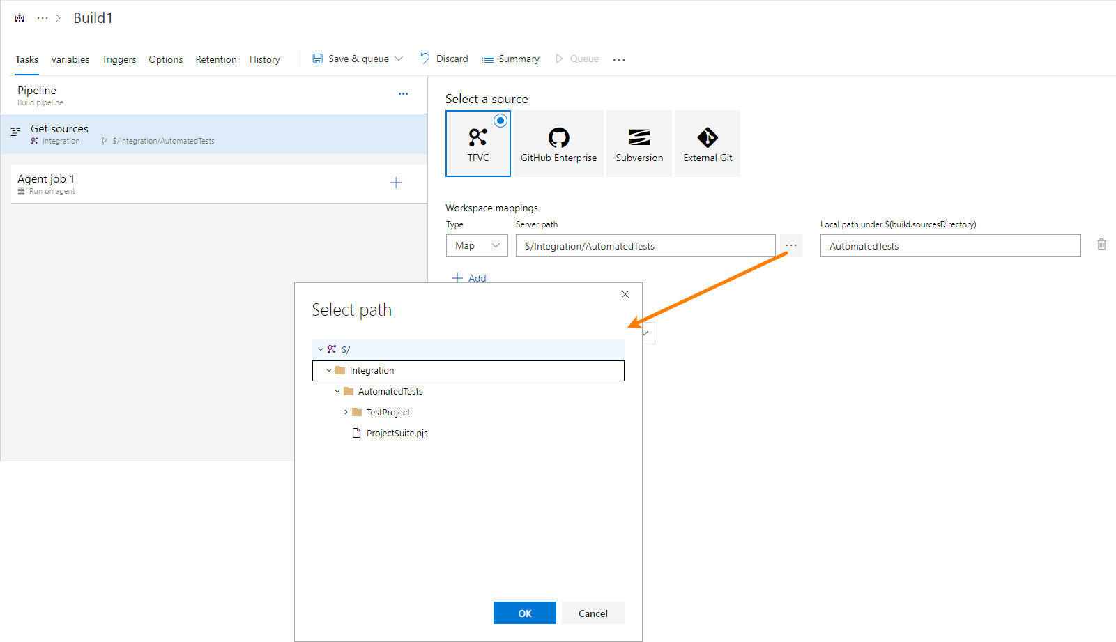 TestComplete integration with Azure DevOps: Getting TestComplete project suite from a repository