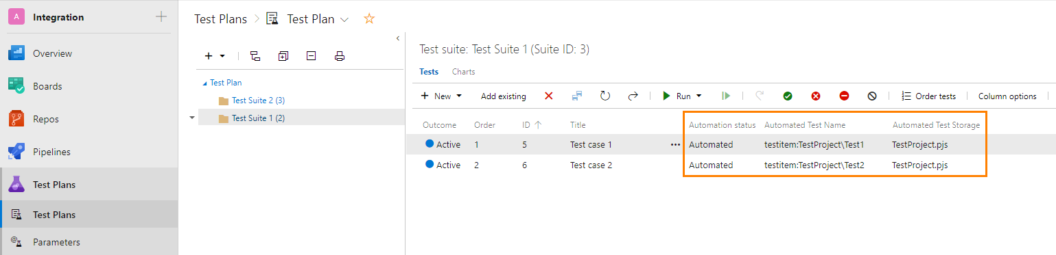 TestComplete integration with Azure DevOps: Test case with TestComplete test assigned