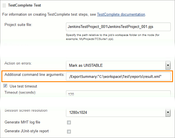 Exporting TestComplete test results to JUnit format