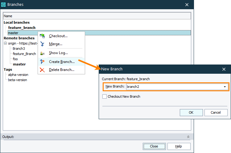 git create branch from existing branch