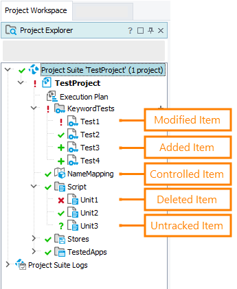 Status icons in Project Explorer