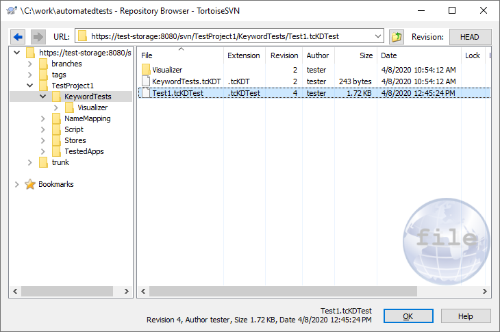 Working with Subversion Repository via the TortoiseSVN Repository Browser Dialog