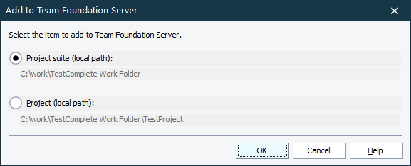 Add to Team Foundation Server Dialog