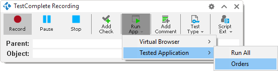 Launching a ClickOnce application from the Recording toolbar