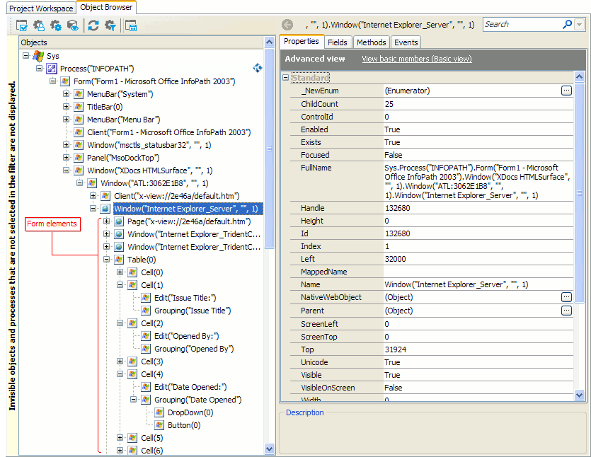 InfoPath Form in the Object Browser