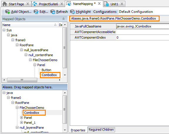 Sample Name Mapping for a Java application